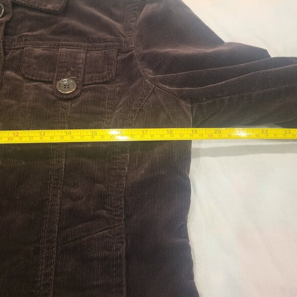 Esprit Corduroy Trucker Jacket Size 8 Cotton Spandex Brown Casual Jacket - Picture 12 of 14